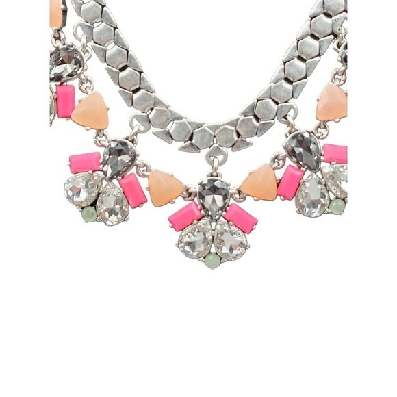 Stella & Dot Callie Statement Necklace 21" Silver Tone Bib Style Rhinestones - Picture 9 of 16